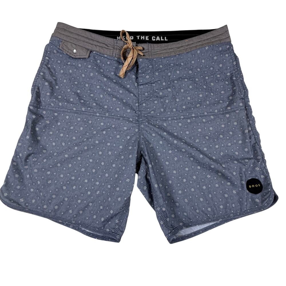 Howler Brothers Vaquero Stretch Swim Board Shorts Pearl Snaps Blue Men Sz 40